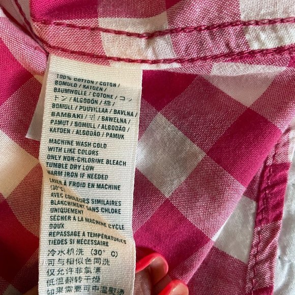 ๐ 3 for $45 Hollister Pink and White Button Front Plaid Shirt EUC Size L - Picture 9 of 9